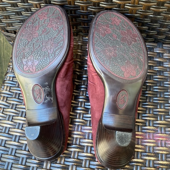 Sofft Camille Aubergine Red Suede Mules - Picture 9 of 11